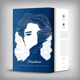 Create a book cover template for an anthology with a dark blue main color and wavy texture