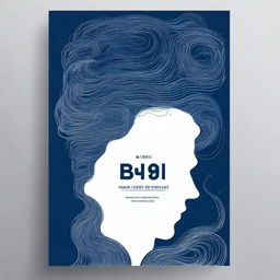 Create a book cover template for an anthology with a dark blue main color and wavy texture