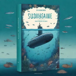 A detailed and captivating book cover featuring a submarine exploring the depths of the ocean, with mysterious sea creatures and underwater landscapes