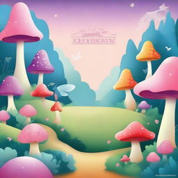 Create a cover page illustration featuring a whimsical fairy land in vector style