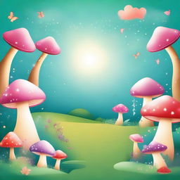 Create a cover page illustration featuring a whimsical fairy land in vector style