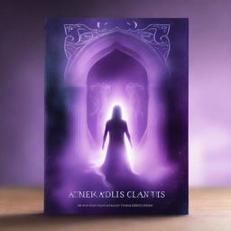 Create a book cover featuring a magical portal with a glowing female and male figure