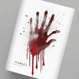 Create a detailed book cover sketch featuring a hand holding a broken glass shard, with blood dripping from the hand and shards scattering around