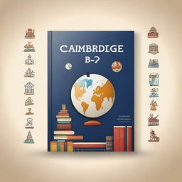 Create a book cover for an English language learning book titled 'Cambridge B2'