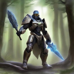 Create an image of the Arbiter from Halo reimagined as a character in a D&D campaign