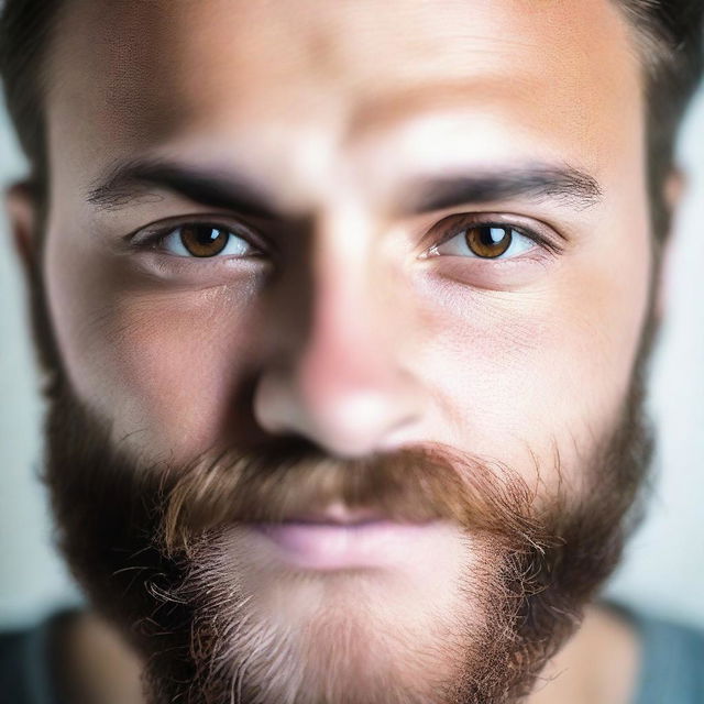 A close-up image of a man's light brown eyes