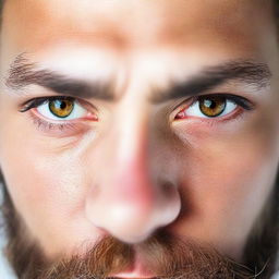 A close-up image of a man's light brown eyes