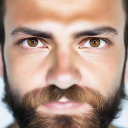 A close-up image of a man's light brown eyes