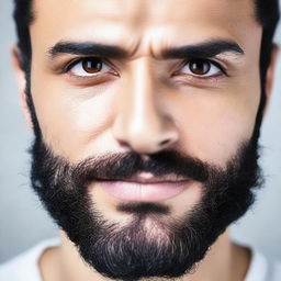 A close-up image of a man's light brown eyes