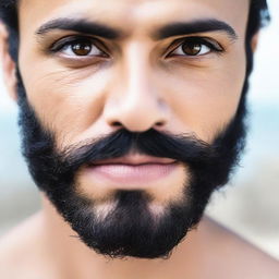 A close-up image of a man's light brown eyes