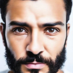 A close-up image focusing on the light brown eyes of a man