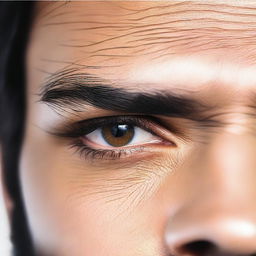 A close-up image focusing on the light brown eyes of a man