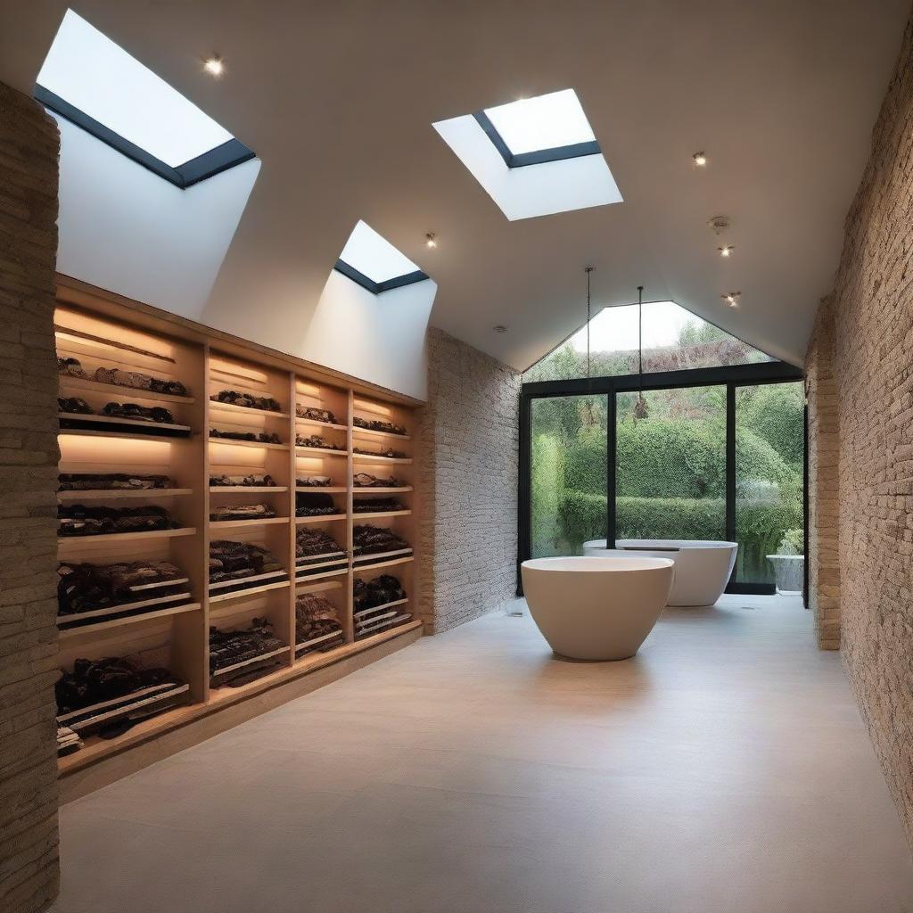 Create a modern cellar with windows on the roof