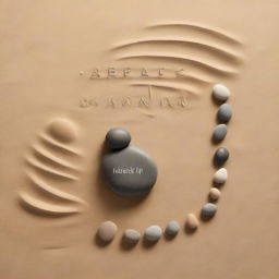 Zen-inspired scene featuring smooth stones arranged in the shape of a foot on sand