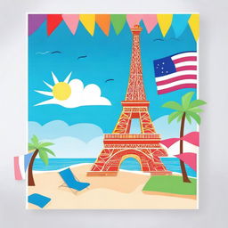 Create a vibrant and engaging cover page for French holiday homework