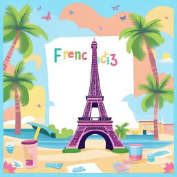 Create a vibrant and engaging cover page for French holiday homework