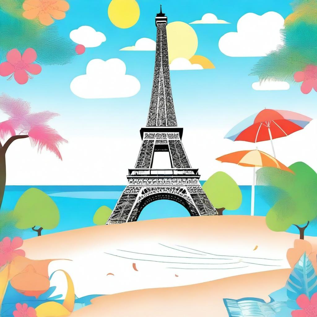 Create a vibrant and engaging cover page for French holiday homework