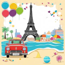 Create a vibrant and engaging cover page for French holiday homework