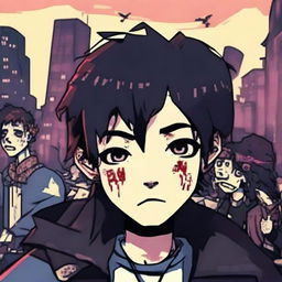 A game avatar featuring a main character who is a streamer in a post-punk world with zombies