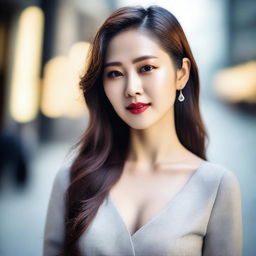 A beautiful Korean woman posing elegantly