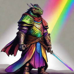 A Dragonborn paladin under the 'oath of the rainbow'