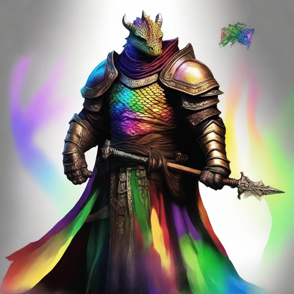 A Dragonborn paladin under the 'oath of the rainbow'