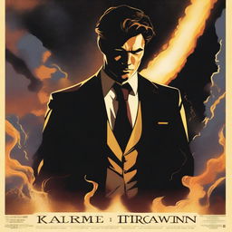 The upper half of the poster depicts the heavens with golden and bright tones, while the lower half shows hell with flames and dark shadows
