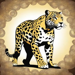 A full-body vector illustration of a jaguar viewed from the top