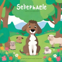 A vibrant cartoon book cover featuring a handsome Middle Eastern shepherd holding a baby sheep in a lush, green pasture