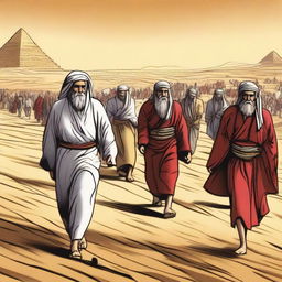 An illustration depicting the people of Israel leaving Egypt