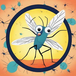 Create a vibrant and eye-catching poster for an animated short film about a very annoying mosquito