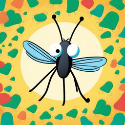 Create a vibrant and eye-catching poster for an animated short film about a very annoying mosquito