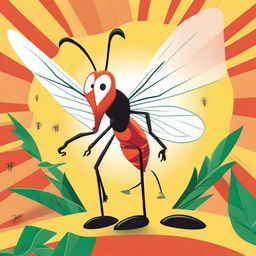 Create a vibrant and fun poster for an animated short about a very annoying mosquito with a Looney Tunes theme