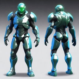 Create a futuristic armored cyber soldier concept art