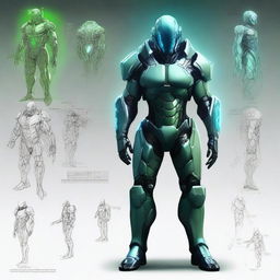 Create a futuristic armored cyber soldier concept art