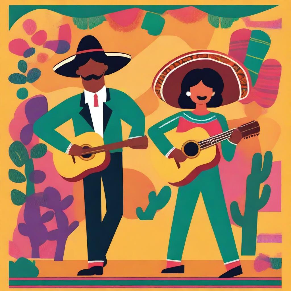 Create an image featuring a vibrant Mexican scene