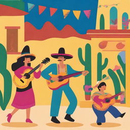 Create an image featuring a vibrant Mexican scene