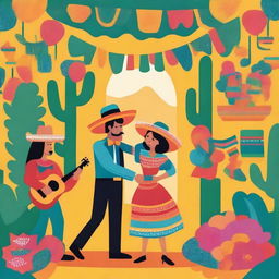 Create an image featuring a vibrant Mexican scene