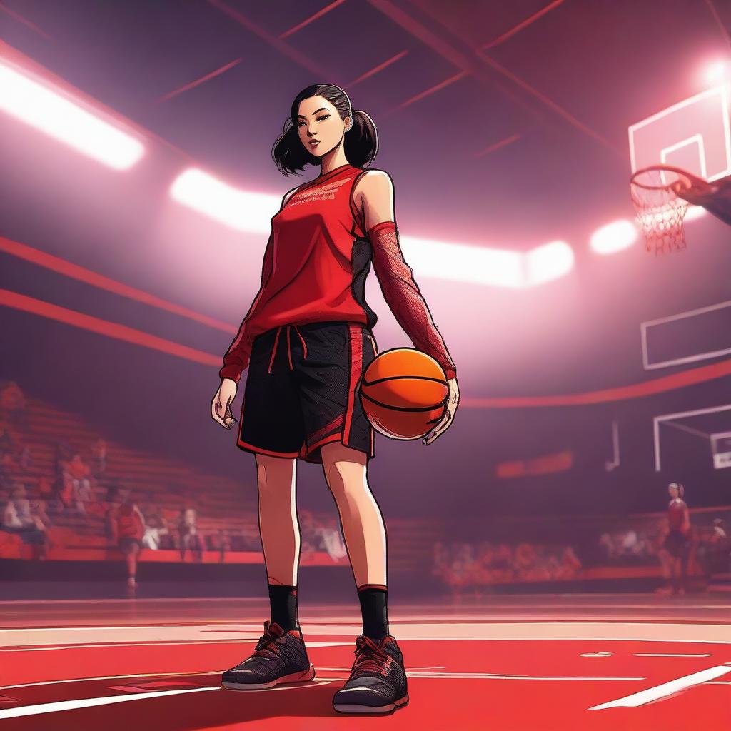 A concept art of an Asian female basketball player