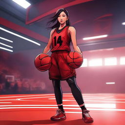 A concept art of an Asian female basketball player