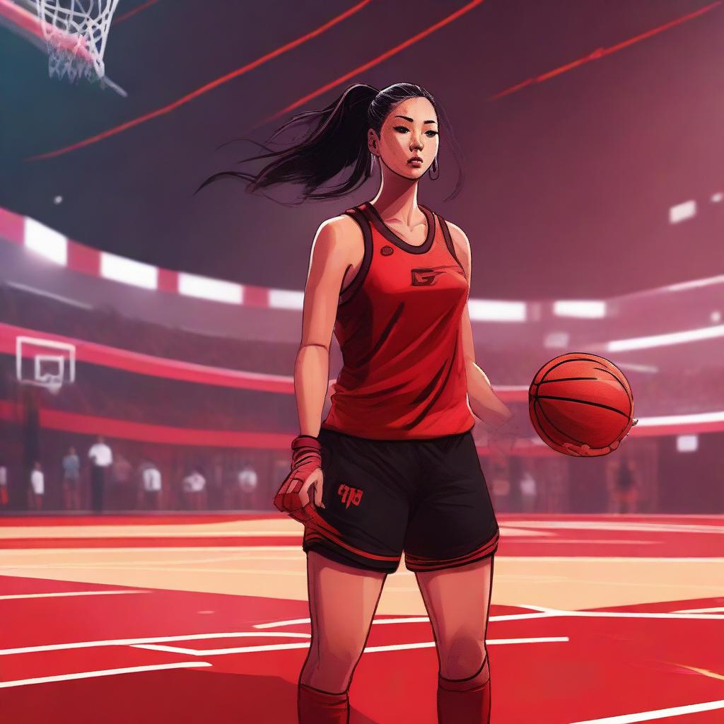 A concept art of an Asian female basketball player