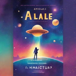 A book cover featuring a galaxy with a prominent star and a spaceship