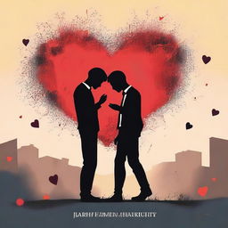 A book cover that visually represents the author's feelings and first heartbreak involving two guys, without any letters or title