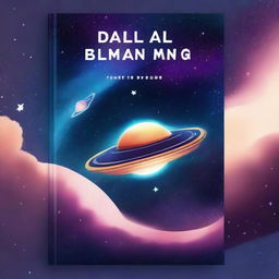 Create a book cover featuring a galaxy with a prominent star and a spaceship