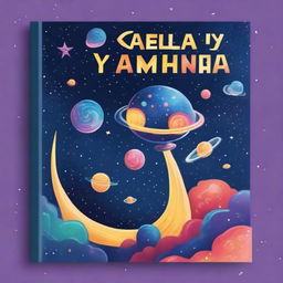 Create a book cover featuring a galaxy with a prominent star and a spaceship