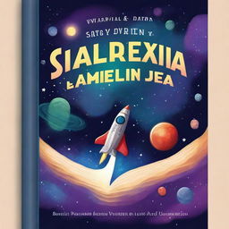 Create a book cover featuring a galaxy with a prominent star and a spaceship