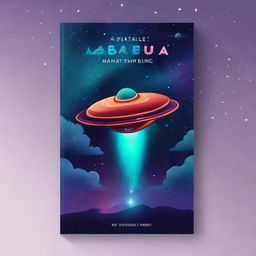 Create a book cover featuring a galaxy with a prominent star and a spaceship