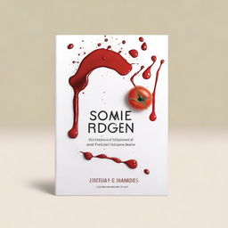 A minimalist kitchen book cover design featuring coffee stains, tomato splashes, and wine spills