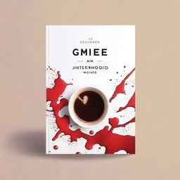 A minimalist kitchen book cover design featuring coffee stains, tomato splashes, and wine spills