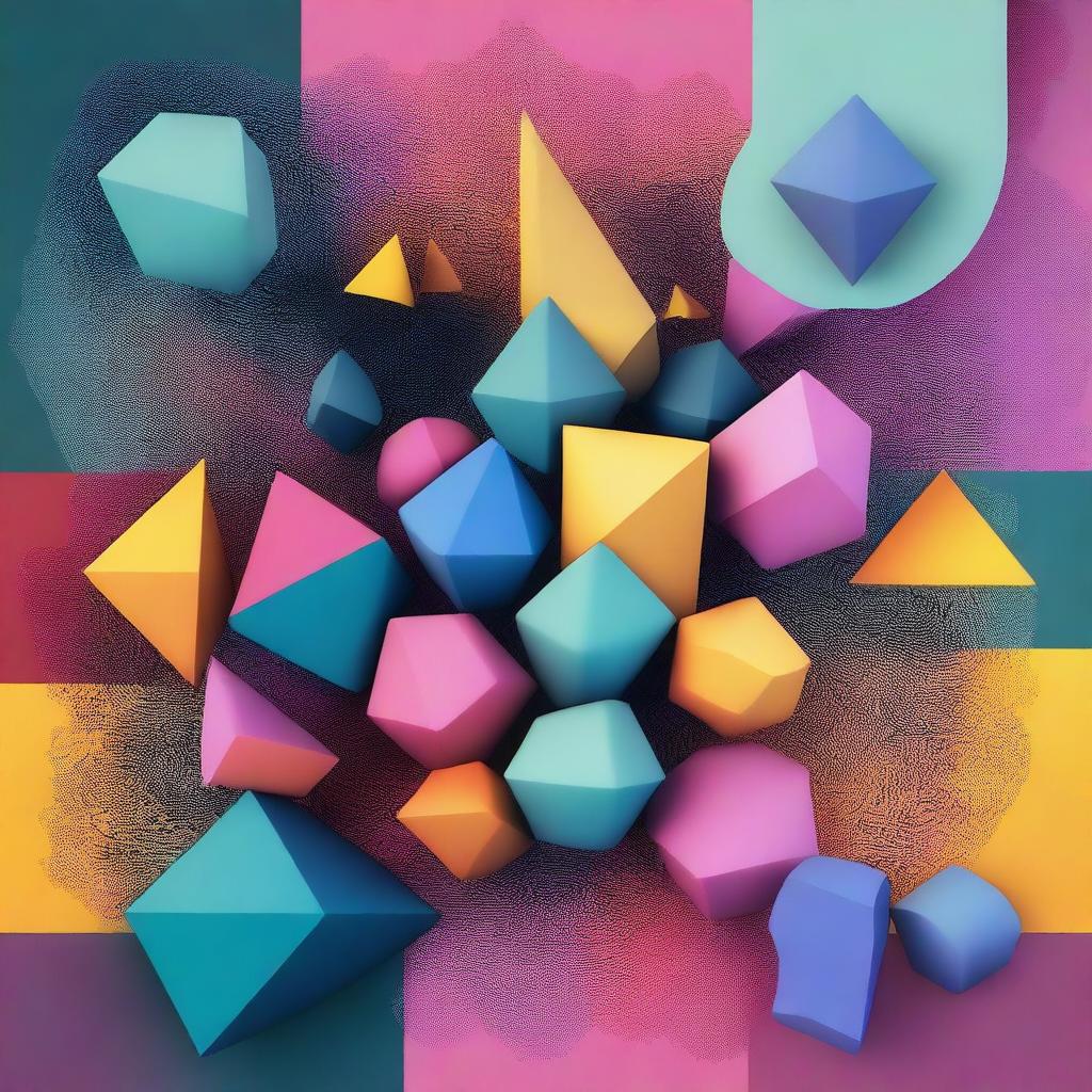 Create an artistic representation of mathematics, featuring abstract shapes, geometric patterns, and fractals